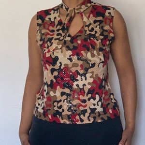 Multi colored sleeveless top